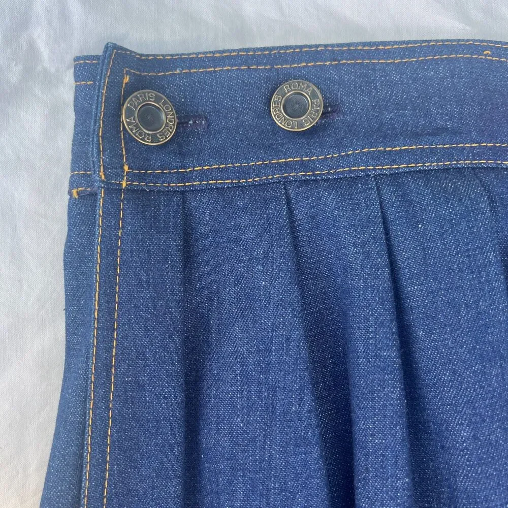 Vintage Sag Harbor Denim Midi Skirt Made in USA med wash sz 13/14